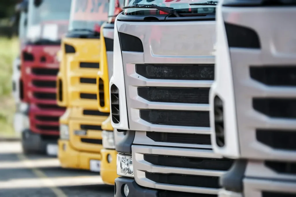 Front Of Trucks Lined Up In A Row